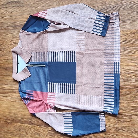 New Men's Graphic Block Design Fashion Long Sleeve T-Shirt - Picture 3 of 3